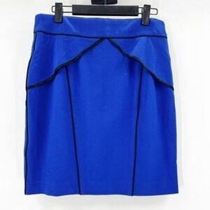 Cynthia Steffe Cobalt Blue Pencil Skirt Black Piping Exposed Zipper Size 8